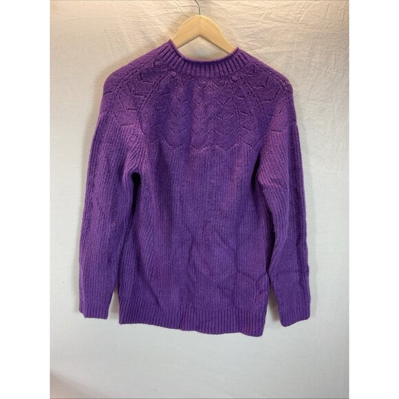 Talbots Purple wool Alpaca blend mock neck sweater size L Cozy Super soft - Picture 2 of 7